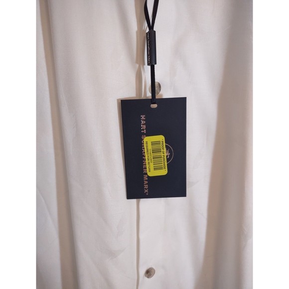 Hart Shaffner Marx Men's XL Shirt White Short Sleeve Button Feather Pattern NWT - Picture 6 of 12